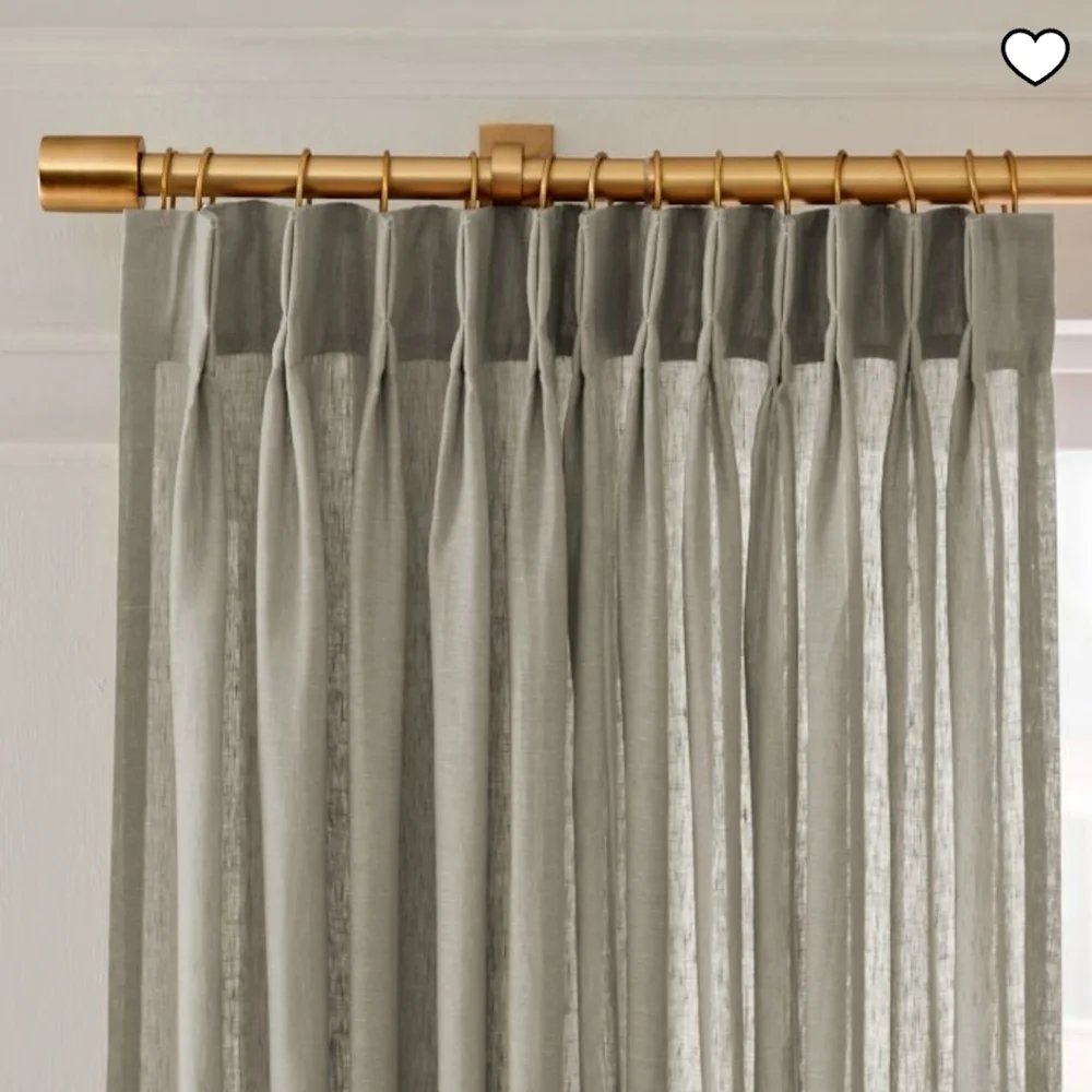 West Elm Pleated European Flax Linen Curtain,Color Warm Gray Melange, $219